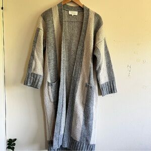 The GREAT Gray Cream Cardigan Sweater wool mohair blend full length